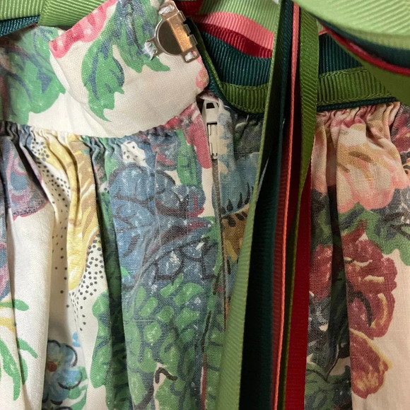 Vintage 50s Ribbon Belt Circle Skirt Lisieres Fleuries Paul Dumas Floral Large - Picture 9 of 10